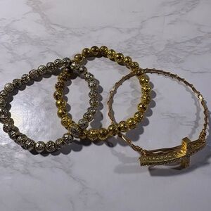Elegant Gold and Silver Beaded Bracelet Set